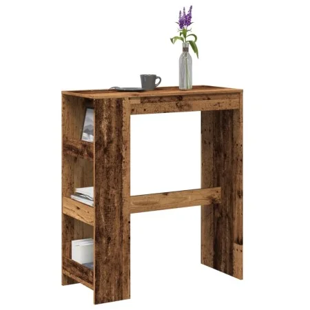 Mesa alta con estantes madera envejecida 90x40x103,5 cm by , Kitchen and dining tables - Ref: Foro24-854380, Price: 75,18 €, ...