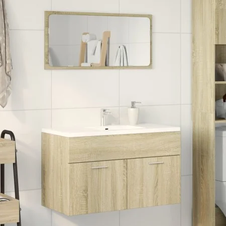 Armario para lavabo contrachapada color roble 80x38,5x46 cm de , Muebles de baño - Ref: Foro24-856209, Precio: 44,03 €, Descu...
