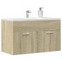 Armario para lavabo contrachapada color roble 80x38,5x46 cm de , Muebles de baño - Ref: Foro24-856209, Precio: 44,60 €, Descu...