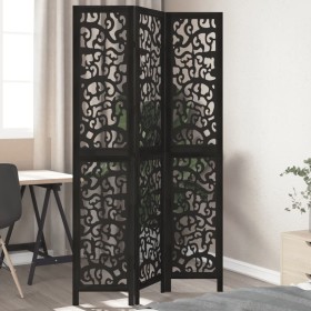 Biombo separador de 3 paneles madera maciza Paulownia negro de , Divisores de ambientes - Ref: Foro24-358751, Precio: 98,24 €...