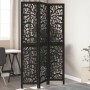 Biombo separador de 3 paneles madera maciza Paulownia negro de , Divisores de ambientes - Ref: Foro24-358751, Precio: 98,24 €...