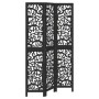 Biombo separador de 3 paneles madera maciza Paulownia negro de , Divisores de ambientes - Ref: Foro24-358751, Precio: 98,24 €...