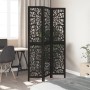 Biombo separador de 3 paneles madera maciza Paulownia negro de , Divisores de ambientes - Ref: Foro24-358751, Precio: 98,24 €...