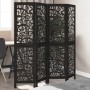 Biombo separador de 4 paneles madera maciza Paulownia negro de , Divisores de ambientes - Ref: Foro24-358753, Precio: 99,28 €...