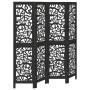 Biombo separador de 4 paneles madera maciza Paulownia negro de , Divisores de ambientes - Ref: Foro24-358753, Precio: 99,28 €...