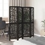 Biombo separador de 4 paneles madera maciza Paulownia negro de , Divisores de ambientes - Ref: Foro24-358753, Precio: 99,28 €...