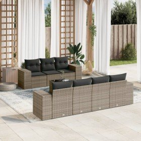 Set de sofás de jardín 8 pzas y cojines ratán sintético gris en Conjuntos de jardín | Comprar online en Foru.es