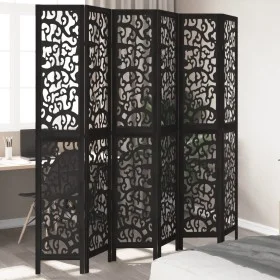 Biombo separador de 6 paneles madera maciza Paulownia negro by , Room dividers - Ref: Foro24-358764, Price: 192,62 €, Discoun...