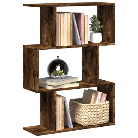 Librería divisora 3 niveles madera roble ahumado 70x24x97 cm de , Librerías y estanterías - Ref: Foro24-858115, Precio: 50,57...