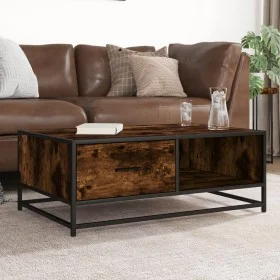 Mesa de centro madera ingeniería metal roble humo 90x57x35 cm de , Mesas de centro - Ref: Foro24-848756, Precio: 67,03 €, Des...