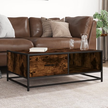 Mesa de centro madera ingeniería metal roble humo 90x57x35 cm de , Mesas de centro - Ref: Foro24-848756, Precio: 67,87 €, Des...