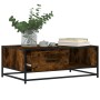 Mesa de centro madera ingeniería metal roble humo 90x57x35 cm de , Mesas de centro - Ref: Foro24-848756, Precio: 67,87 €, Des...