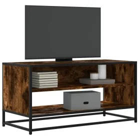 Mueble TV metal y madera ingeniería roble humo 91x40x46 cm de , Muebles TV - Ref: Foro24-848886, Precio: 46,73 €, Descuento: %
