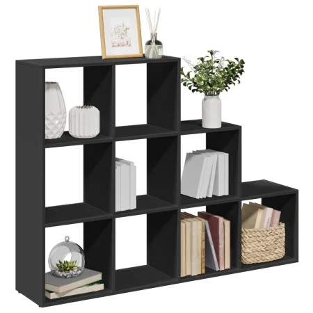 Librería divisora 3 niveles madera negra 137,5x29x103,5 cm de , Librerías y estanterías - Ref: Foro24-857977, Precio: 84,34 €...