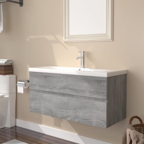 Mueble de baño con lavabo madera contrachapada gris Sonoma de , Tocadores de baño - Ref: Foro24-3152880, Precio: 230,19 €, De...