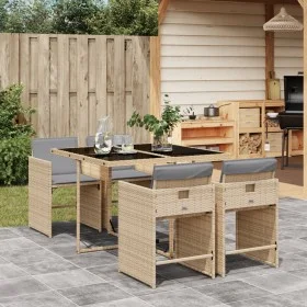 Set comedor de jardín 5 pzas con cojines ratán sintético beige de , Conjuntos de jardín - Ref: Foro24-3211080, Precio: 308,72...