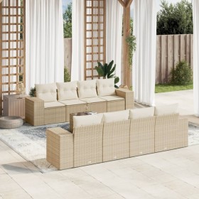 Set de sofás de jardín 9 pzas con cojines ratán sintético beige en Conjuntos de jardín | Comprar online en Foru.es