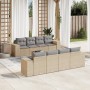 Set de sofás de jardín 9 pzas con cojines ratán sintético beige en Conjuntos de jardín | Comprar online en Foru.es