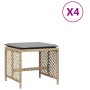 Taburetes jardín cojines 4 uds ratán PE beige mezcla 41x41x36cm de , Otomanas de exterior - Ref: Foro24-365054, Precio: 98,95...