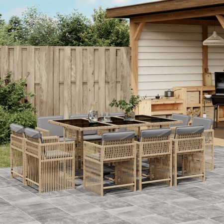 Set comedor de jardín 11 pzas con cojines ratán sintético beige de , Conjuntos de jardín - Ref: Foro24-3211752, Precio: 660,7...