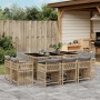 Set comedor de jardín 11 pzas con cojines ratán sintético beige de , Conjuntos de jardín - Ref: Foro24-3211752, Precio: 660,7...