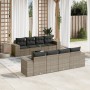 Set de muebles de jardín 9 pzas y cojines ratán sintético gris en Conjuntos de jardín | Comprar online en Foru.es
