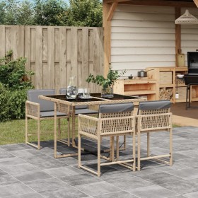 Set comedor de jardín 5 pzas con cojines ratán sintético beige de , Conjuntos de jardín - Ref: Foro24-3211440, Precio: 246,78...