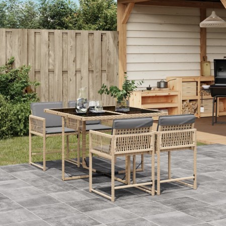 Set comedor de jardín 5 pzas con cojines ratán sintético beige de , Conjuntos de jardín - Ref: Foro24-3211440, Precio: 246,78...