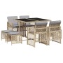 Set comedor de jardín 9 pzas con cojines ratán sintético beige de , Conjuntos de jardín - Ref: Foro24-3210780, Precio: 404,68...