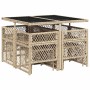 Set comedor de jardín 9 pzas con cojines ratán sintético beige de , Conjuntos de jardín - Ref: Foro24-3210780, Precio: 404,68...