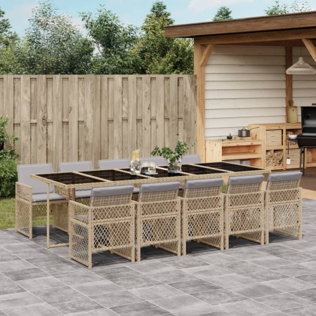 Set comedor de jardín 11 pzas con cojines ratán sintético beige de , Conjuntos de jardín - Ref: Foro24-3210756, Precio: 824,6...