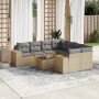 Set de sofás de jardín 9 pzas con cojines ratán sintético beige en Conjuntos de jardín | Comprar online en Foru.es