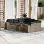 Set de muebles de jardín 9 pzas y cojines ratán sintético gris en Conjuntos de jardín | Comprar online en Foru.es