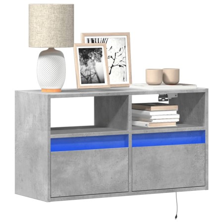 Mueble de TV de pared con luces LED gris hormigón 80x31x45 cm de , Muebles TV - Ref: Foro24-852330, Precio: 59,73 €, Descuent...