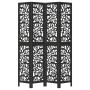 Biombo separador de 4 paneles madera maciza Paulownia negro de , Divisores de ambientes - Ref: Foro24-358756, Precio: 105,81 ...