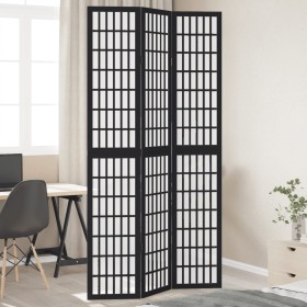 Biombo separador de 3 paneles madera maciza Paulownia negro de , Divisores de ambientes - Ref: Foro24-358768, Precio: 99,16 €...