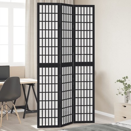 Biombo separador de 3 paneles madera maciza Paulownia negro de , Divisores de ambientes - Ref: Foro24-358768, Precio: 99,16 €...
