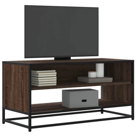 Mueble TV metal y madera ingeniería marrón roble 91x40x46 cm de , Muebles TV - Ref: Foro24-848888, Precio: 58,47 €, Descuento: %