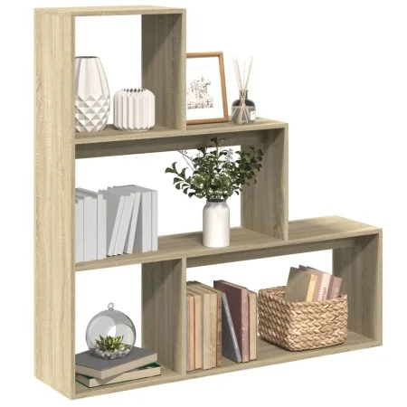 Librería divisora 3 niveles madera roble Sonoma 123x29x123 cm de , Librerías y estanterías - Ref: Foro24-857987, Precio: 67,9...