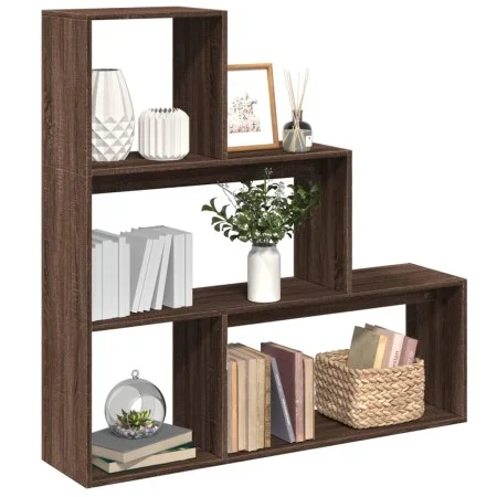 Librería divisora 3 niveles madera marrón roble 123x29x123 cm de , Librerías y estanterías - Ref: Foro24-857991, Precio: 59,5...