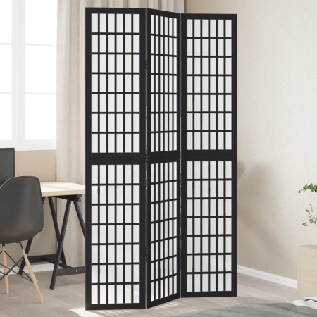 Biombo separador de 3 paneles madera maciza Paulownia negro de , Divisores de ambientes - Ref: Foro24-358767, Precio: 92,03 €...