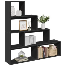 Librería divisora 4 niveles madera negra 143,5x29x143,5 cm de , Librerías y estanterías - Ref: Foro24-857995, Precio: 85,34 €...