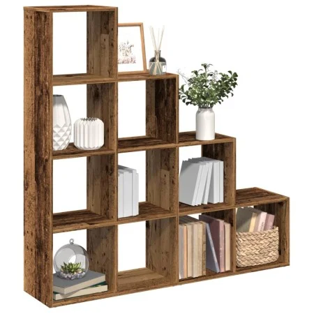 Librería divisora 4 niveles madera envejecida 131,5x29x131,5 cm de , Librerías y estanterías - Ref: Foro24-857974, Precio: 10...