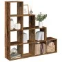 Librería divisora 4 niveles madera envejecida 131,5x29x131,5 cm de , Librerías y estanterías - Ref: Foro24-857974, Precio: 10...