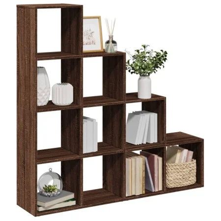 Librería divisora 4 niveles marrón roble 131,5x29x131,5 cm de , Librerías y estanterías - Ref: Foro24-857973, Precio: 98,23 €...