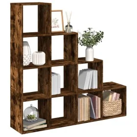 Librería divisora 4 niveles roble ahumado 131,5x29x131,5 cm de , Librerías y estanterías - Ref: Foro24-857971, Precio: 99,38 ...