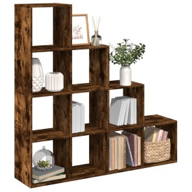 Librería divisora 4 niveles roble ahumado 131,5x29x131,5 cm de , Librerías y estanterías - Ref: Foro24-857971, Precio: 101,20...