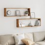 Estantes cubo de pared 2 uds madera envejecida 100x15x30 cm de , Estantes y estanterías - Ref: Foro24-856582, Precio: 35,63 €...