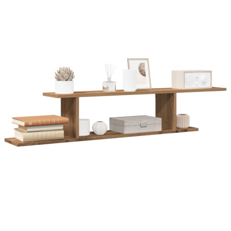 Estante de pared de TV madera roble artesanal 125x18x23 cm de , Estantes y estanterías - Ref: Foro24-856575, Precio: 37,72 €,...