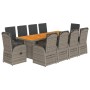 Set de comedor de jardín 11 pzas y cojines ratán sintético gris de , Conjuntos de jardín - Ref: Foro24-3277612, Precio: 1,00 ...